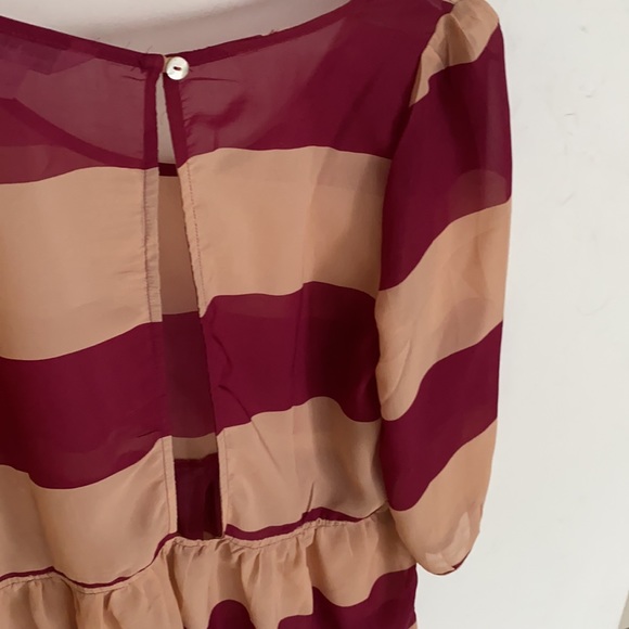 Charming Charlie sheer tunic striped blouse with split open back, Size M, NWT - Picture 5 of 5